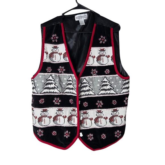 dressbarn Jackets & Blazers - Vintage Dressbarn Vest Plus Size 1X Embroidered Snowman Ugly Christmas‎